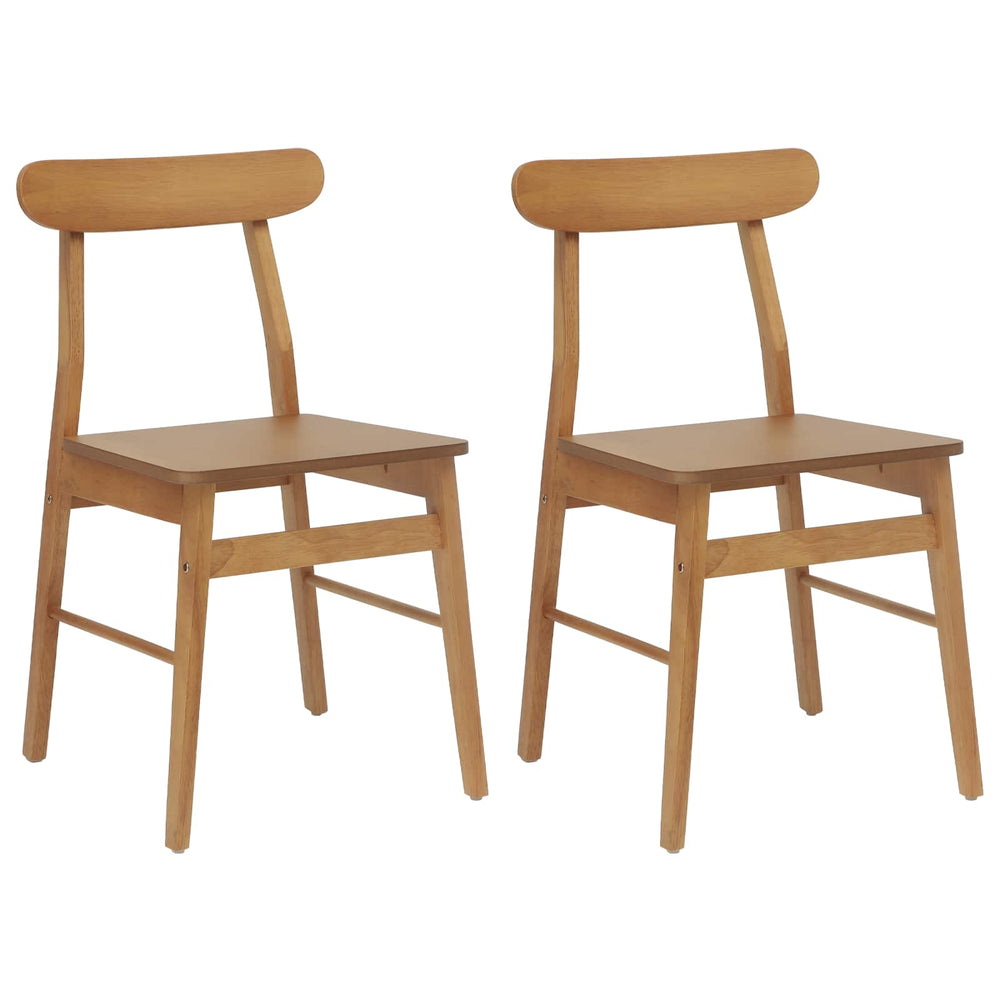 vidaXL Dining Chair 2 pcs Natural 43 x 44.5 x 77 cm Solid Rubberwood