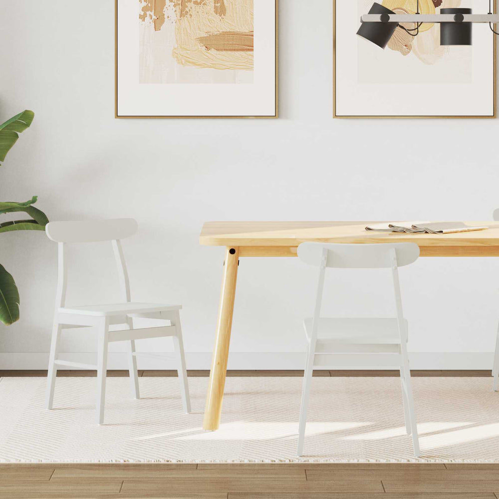 vidaXL Dining Chairs 2 pcs White 43 x 44.5 x 77 cm Solid Rubberwood