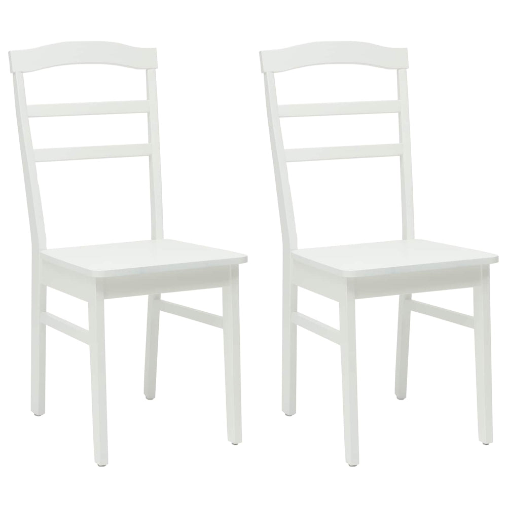 vidaXL Dining Chairs 2 pcs White Solid Rubber Wood