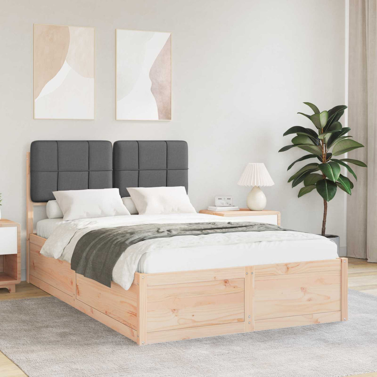 vidaXL Bed Frame with Padded Headboard Dark Grey 120 x 200 cm