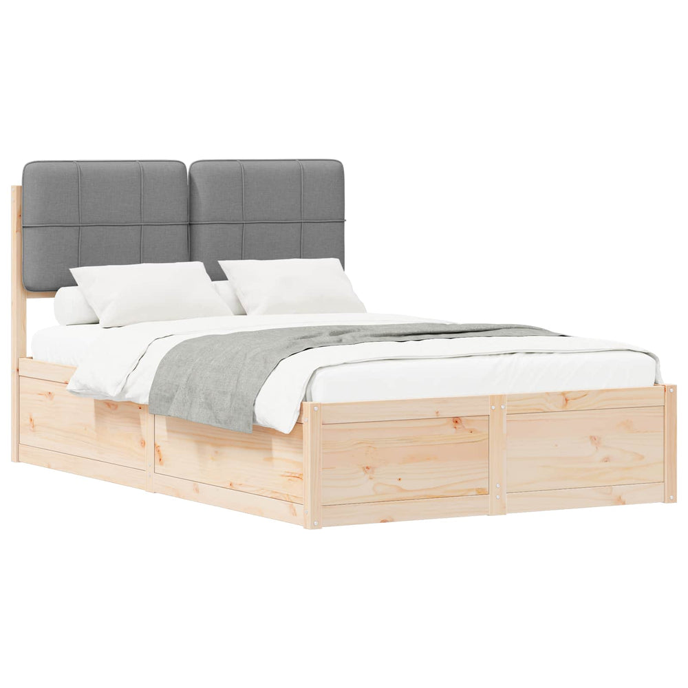 vidaXL Bed Frame with Padded Headboard Light Grey 120 x 190 cm