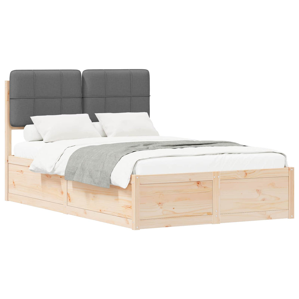 vidaXL Bed Frame with Padded Headboard Dark Grey 120 x 190 cm