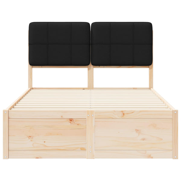 vidaXL Bed Frame with Padded Headboard Black 120 x 190 cm