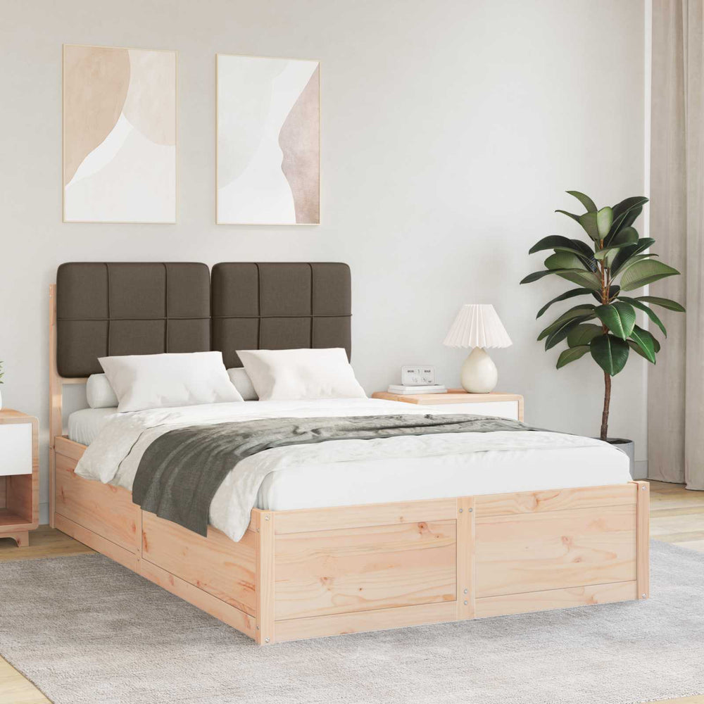 vidaXL Bed Frame with Padded Headboard Taupe 120 x 190 cm