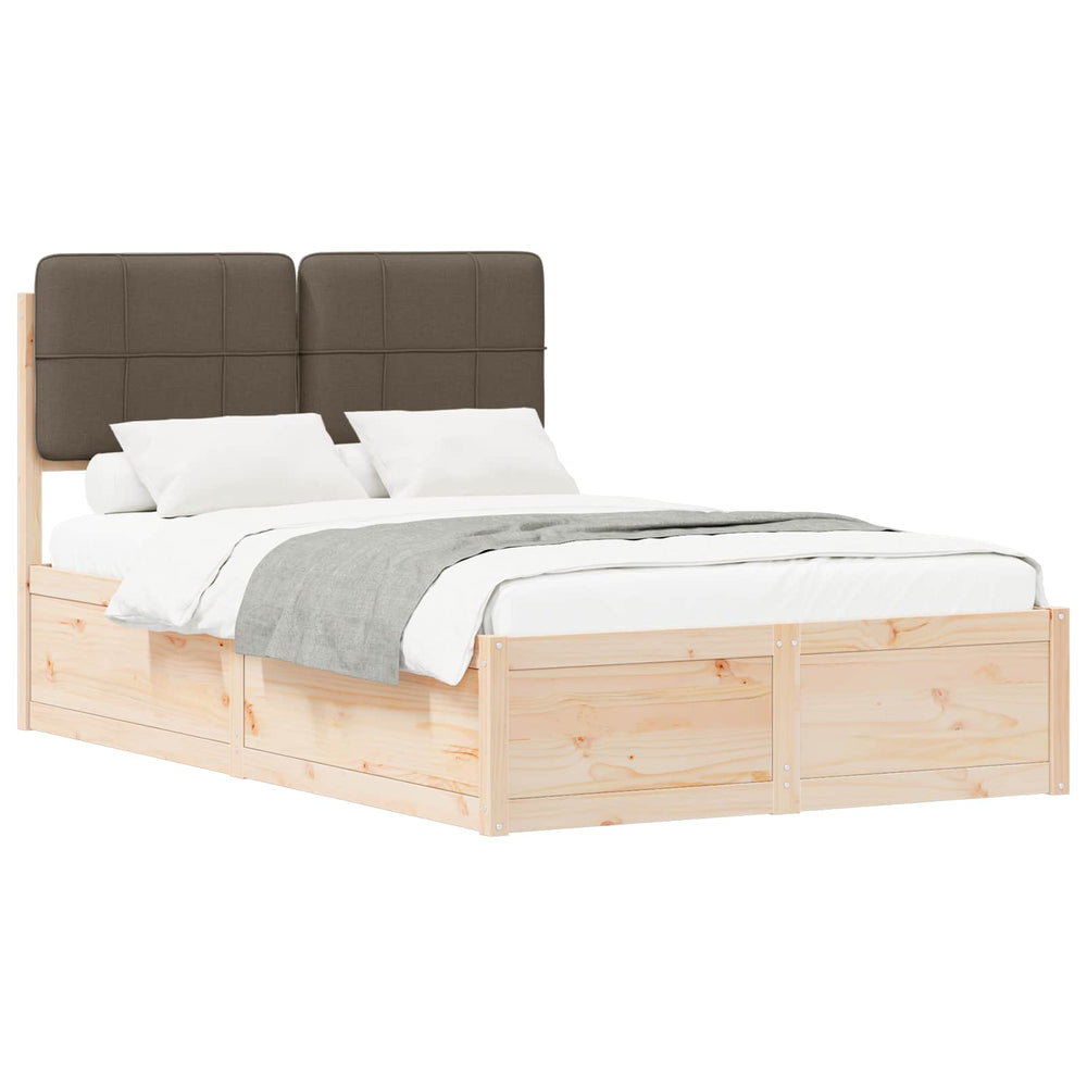 vidaXL Bed Frame with Padded Headboard Taupe 120 x 190 cm