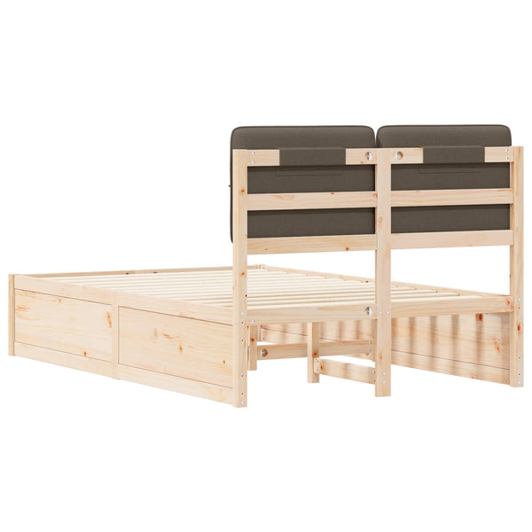 vidaXL Bed Frame with Padded Headboard Taupe 120 x 190 cm