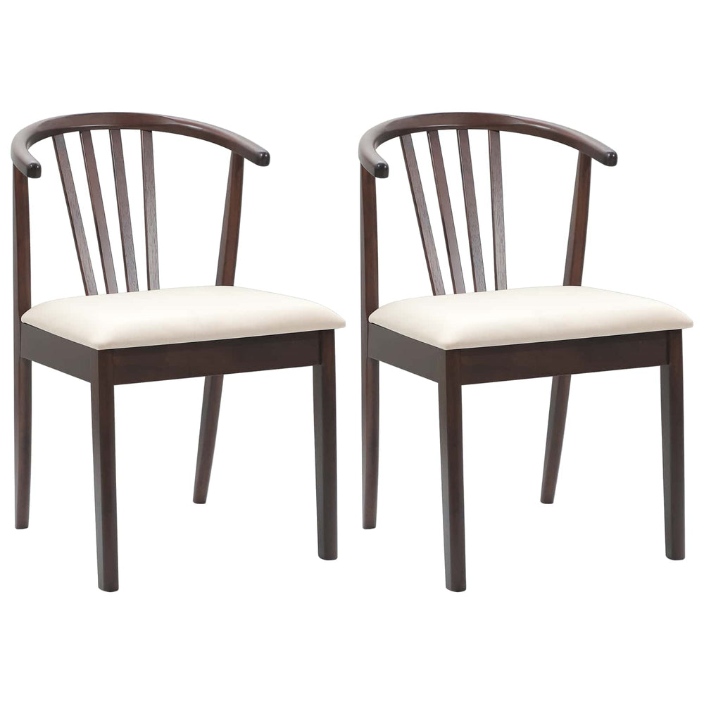 vidaXL Dining Chair 2 pcs Light Brown and Light Solid Rubber Wood