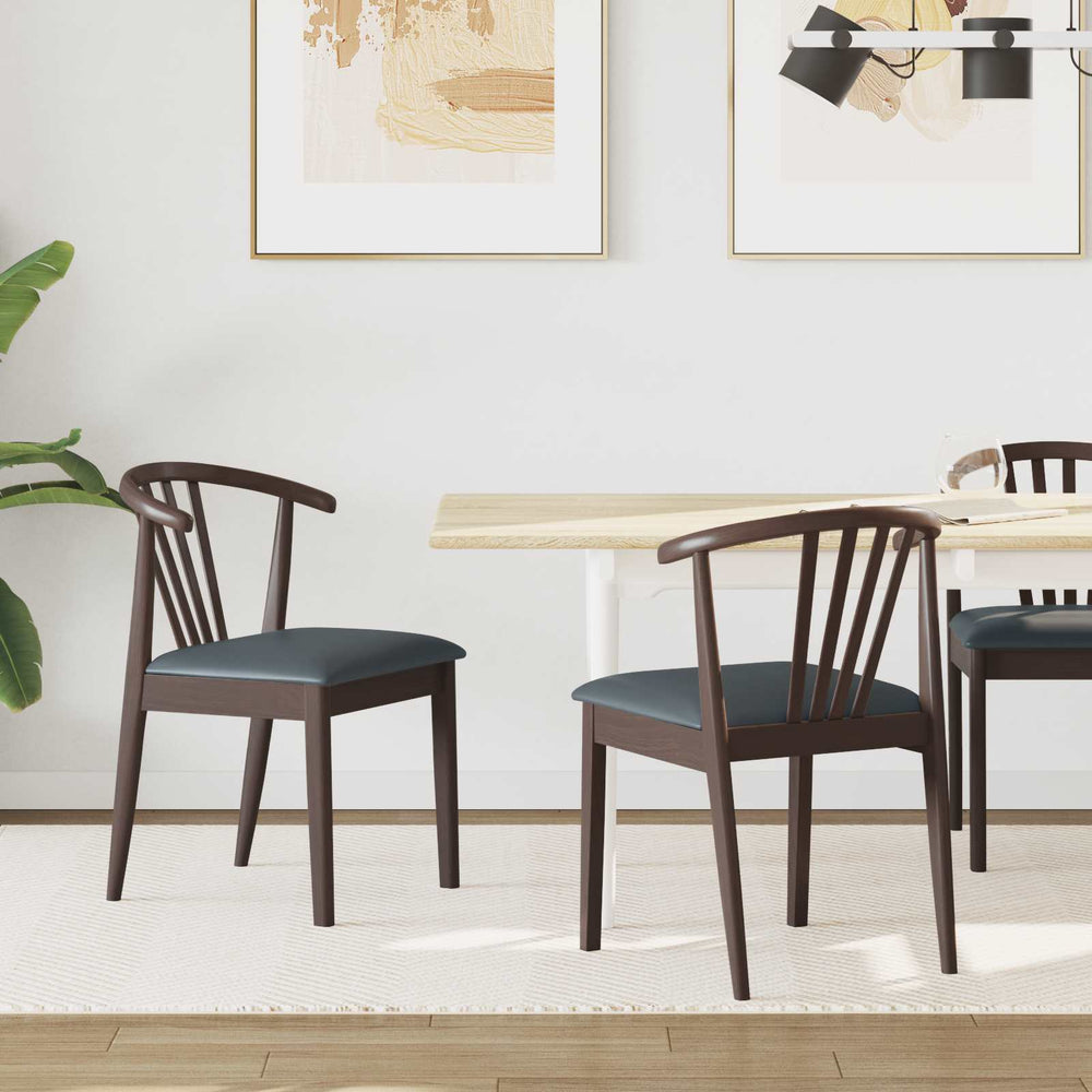 vidaXL Dining Chairs 2 pcs Light Brown and Black Solid Rubberwood