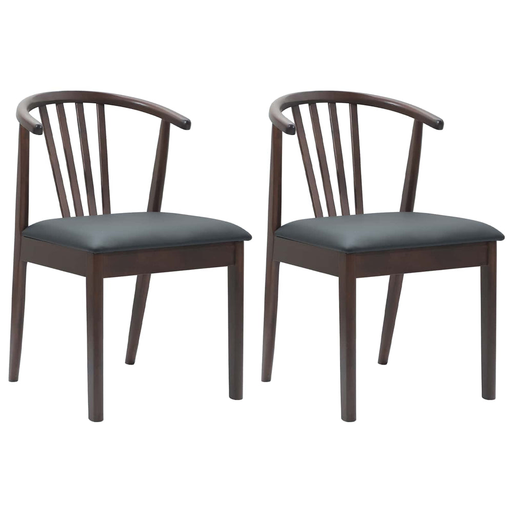 vidaXL Dining Chairs 2 pcs Light Brown and Black Solid Rubberwood