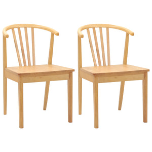 vidaXL Dining Chair 2 pcs Natural Solid Rubberwood