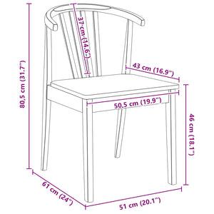 vidaXL Dining Chair 2 pcs Natural Solid Rubberwood