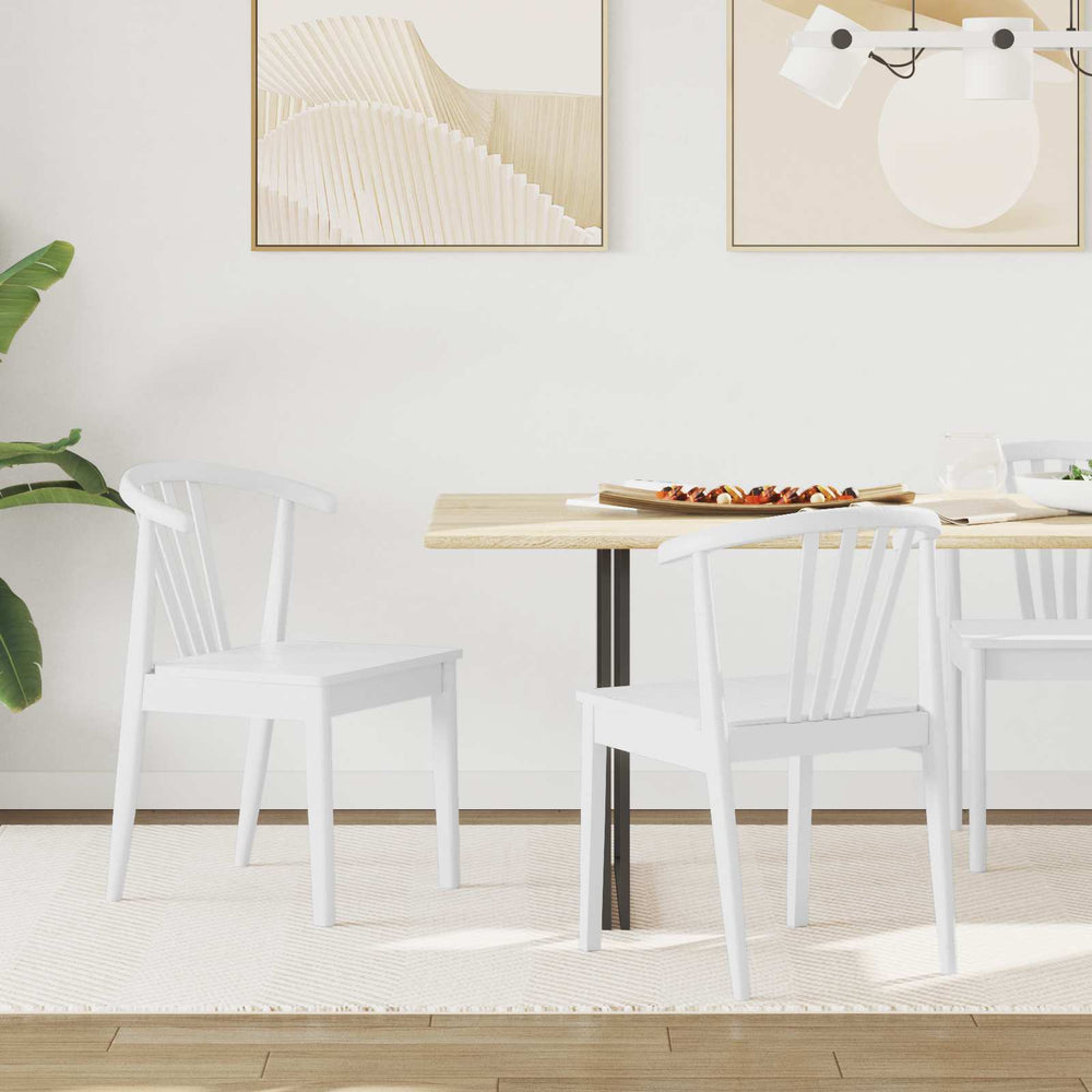 vidaXL Dining Chairs 2 pcs White Solid Rubber Wood