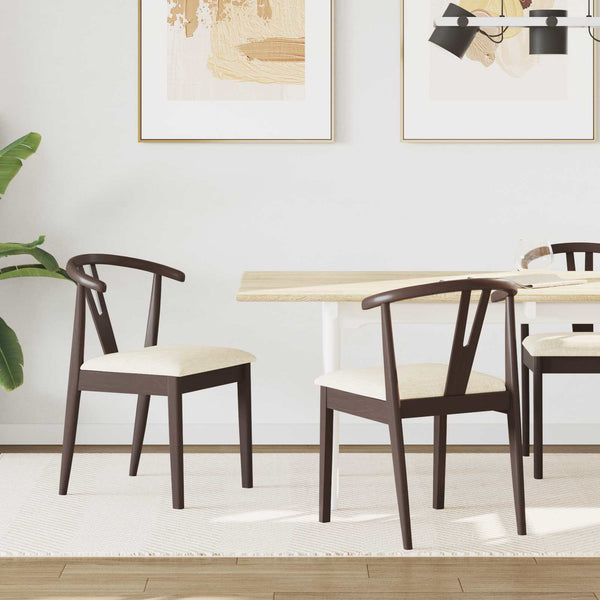 vidaXL Dining Chairs 2 pcs Light Brown and Light Solid Rubber Wood