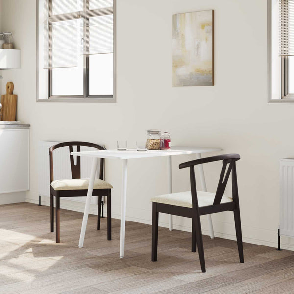 vidaXL Dining Chairs 2 pcs Light Brown and Light Solid Rubber Wood