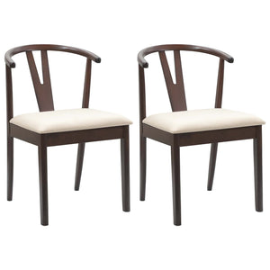 vidaXL Dining Chairs 2 pcs Light Brown and Light Solid Rubber Wood