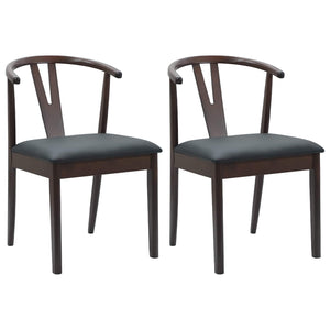 vidaXL Dining Chairs 2 pcs Light Brown and Black Solid Rubberwood