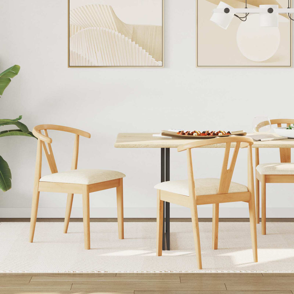 vidaXL Dining Chairs 2 pcs Natural and Light Solid Rubberwood