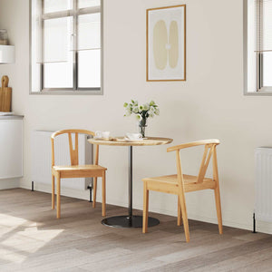 vidaXL Dining Chair 2 pcs Natural Solid Rubberwood