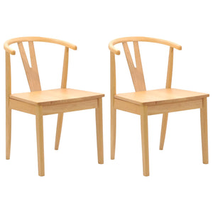 vidaXL Dining Chair 2 pcs Natural Solid Rubberwood