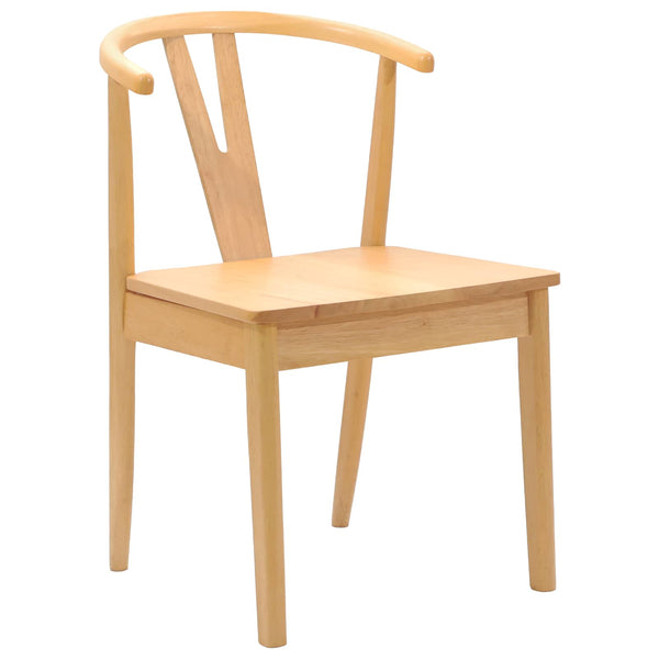 vidaXL Dining Chair 2 pcs Natural Solid Rubberwood