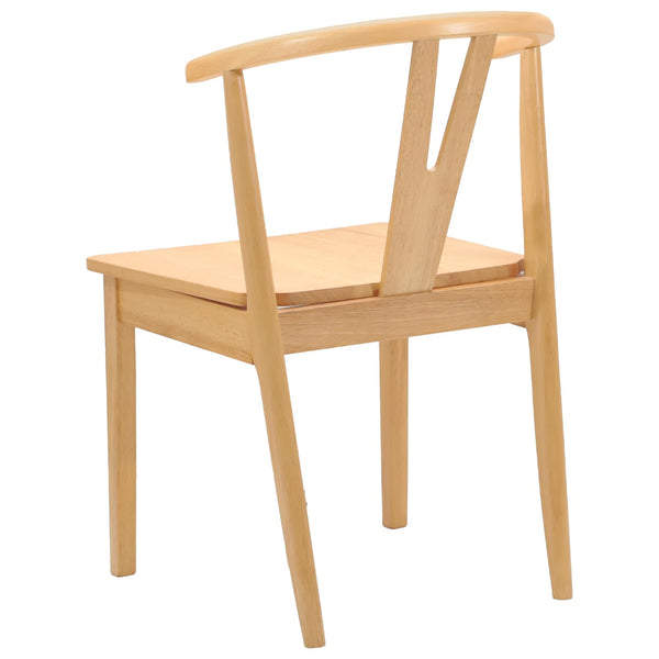 vidaXL Dining Chair 2 pcs Natural Solid Rubberwood