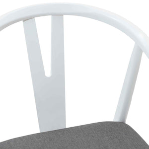vidaXL Dining Chairs 2 pcs White and Grey Solid Rubberwood