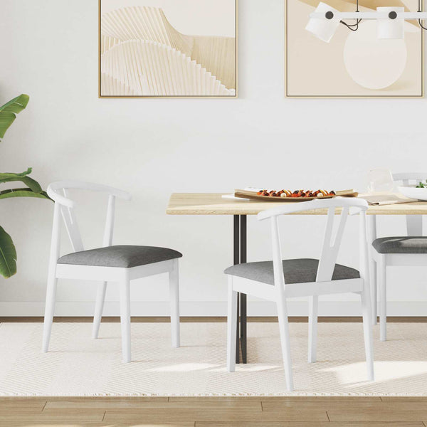 vidaXL Dining Chairs 2 pcs White and Grey Solid Rubberwood