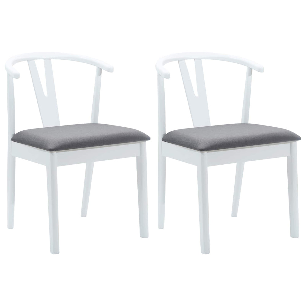 vidaXL Dining Chairs 2 pcs White and Grey Solid Rubberwood