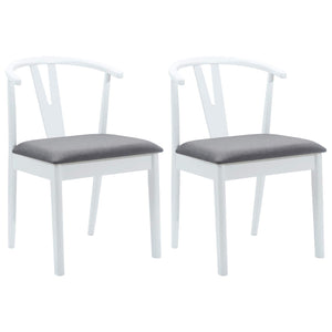 vidaXL Dining Chairs 2 pcs White and Grey Solid Rubberwood