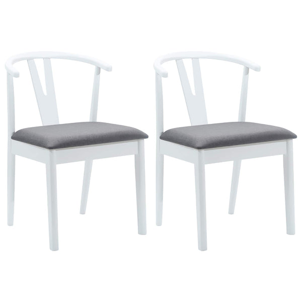 vidaXL Dining Chairs 2 pcs White and Grey Solid Rubberwood