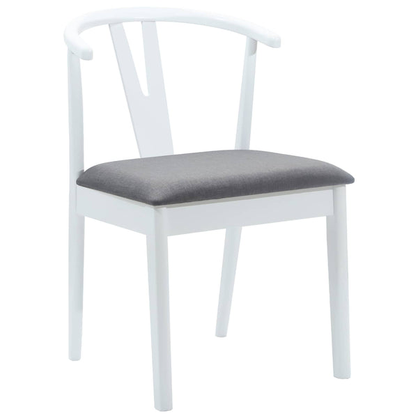 vidaXL Dining Chairs 2 pcs White and Grey Solid Rubberwood