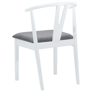 vidaXL Dining Chairs 2 pcs White and Grey Solid Rubberwood