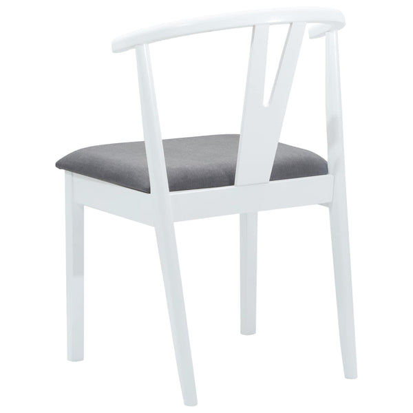 vidaXL Dining Chairs 2 pcs White and Grey Solid Rubberwood