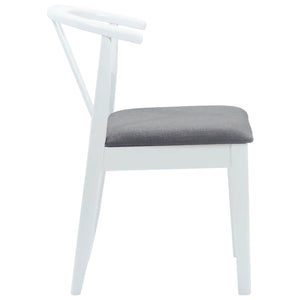 vidaXL Dining Chairs 2 pcs White and Grey Solid Rubberwood