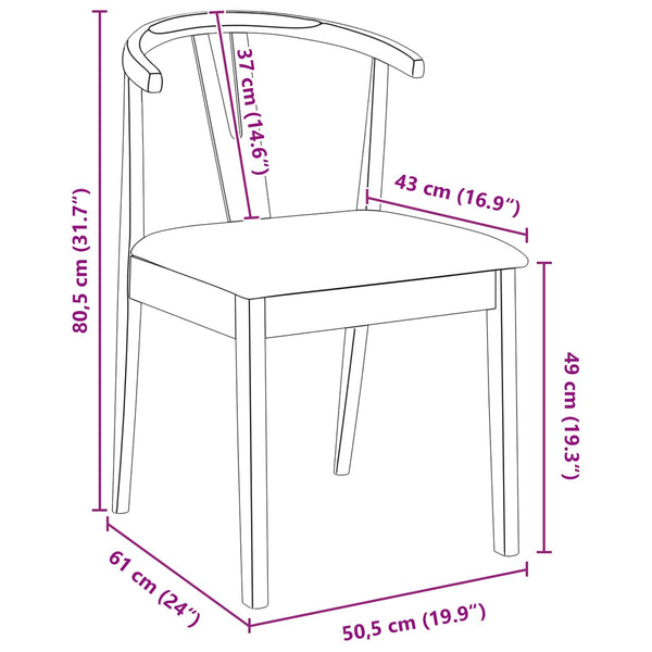 vidaXL Dining Chairs 2 pcs White and Grey Solid Rubberwood