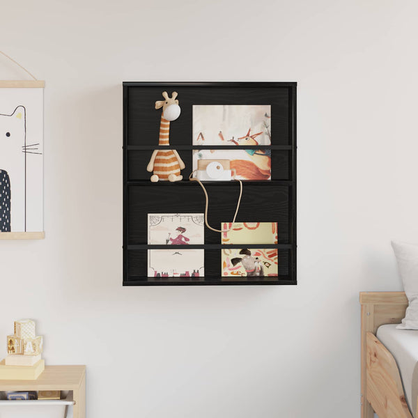 vidaXL Magazine Rack Black Oak Look 60 x 12 x 70 cm Engineered Wood