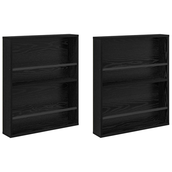 vidaXL Magazine Rack 2 pcs Black Oak Look 60 x 12 x 70 cm