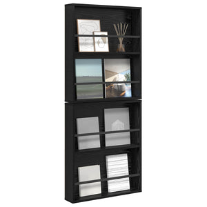vidaXL Magazine Rack 2 pcs Black Oak Look 60 x 12 x 70 cm