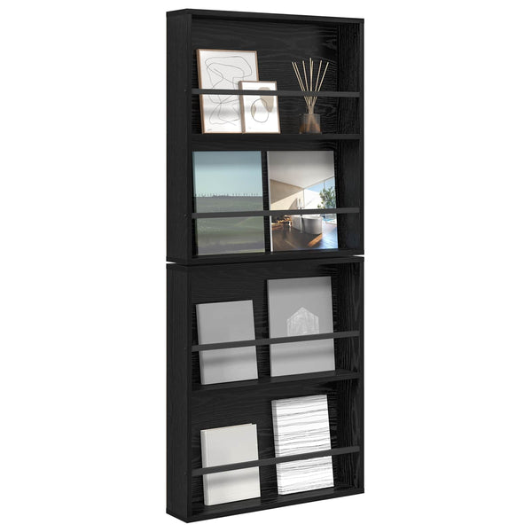 vidaXL Magazine Rack 2 pcs Black Oak Look 60 x 12 x 70 cm