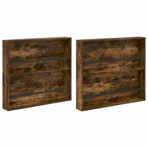 vidaXL Magazine Rack with Shelf 2 pcs Smoked Oak 80 x 12 x 70 cm