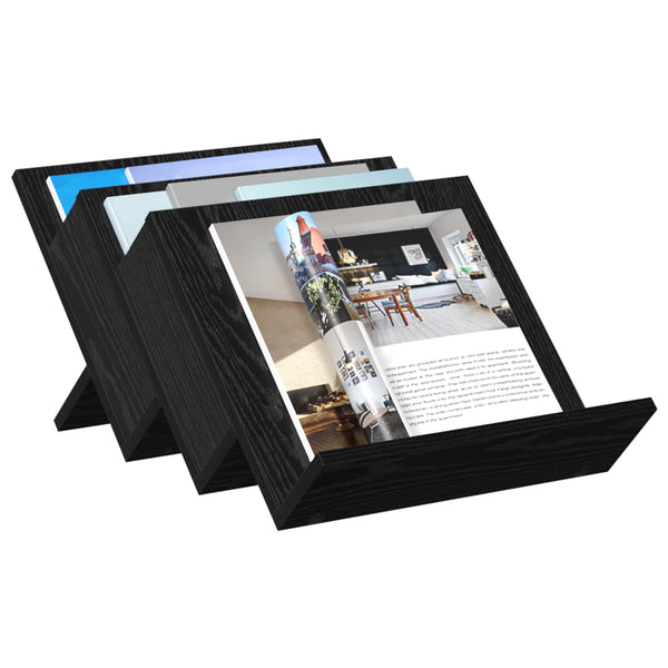 vidaXL Magazine Rack with Shelf Black Oak Look 53 x 40 x 28.5 cm