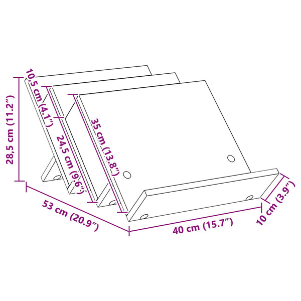vidaXL Magazine Rack with Shelf Black Oak Look 53 x 40 x 28.5 cm
