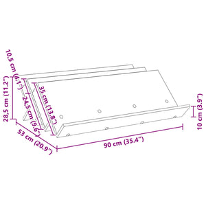 vidaXL Magazine Rack with Shelf Black Oak Look 90 x 53 x 28.5 cm