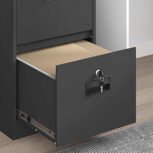 Aktenschrank, Stahl, Schwarz, 2er-Set