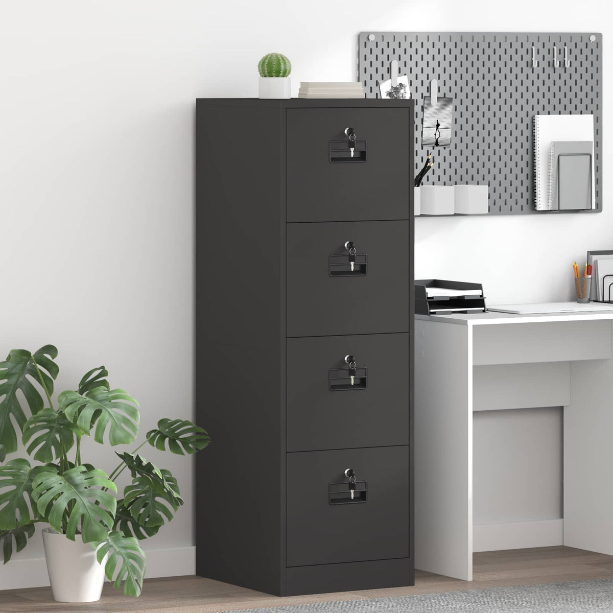 Aktenschrank, Stahl, Schwarz, 2er-Set
