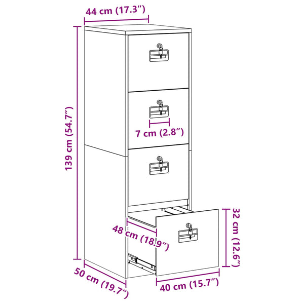 Aktenschrank mit Schubladen, 2er Set, Anthrazit