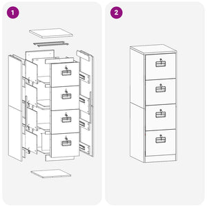 Senfgelber Aktenschrank mit Schubladen, 2er-Set