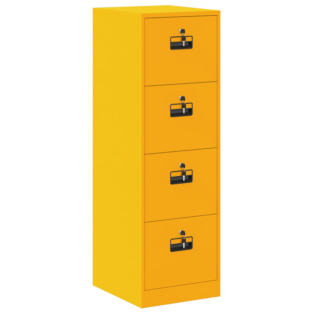 Senfgelber Aktenschrank mit Schubladen, 2er-Set