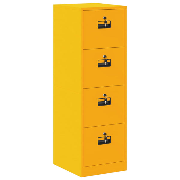 Senfgelber Aktenschrank mit Schubladen, 2er-Set