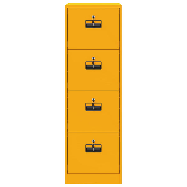 Senfgelber Aktenschrank mit Schubladen, 2er-Set